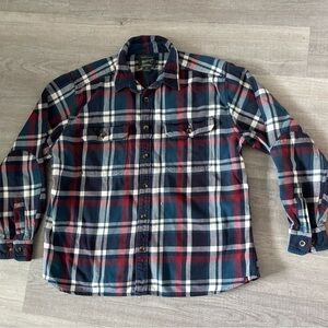 Woolrich Flannel Shirt Plaid Men's XL Red White Blue Outdoors Casual Farmer